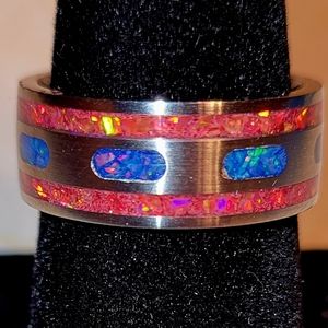 Custom handmade opal glow ring